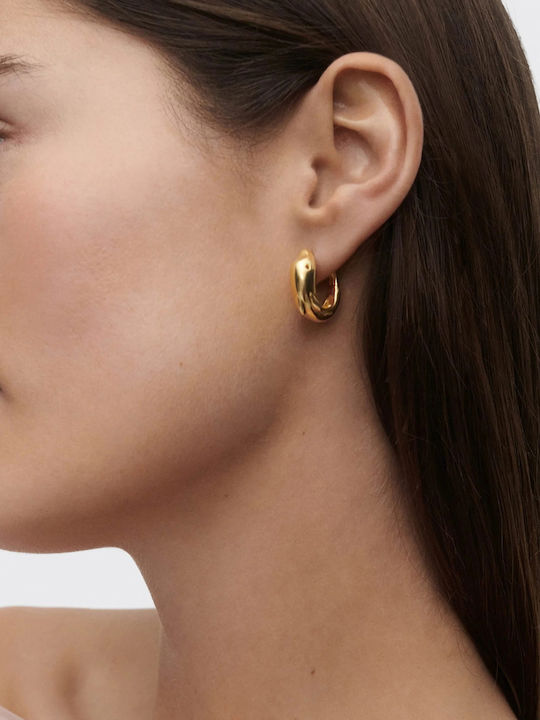 Kritsimis Earrings Hoops made of Silver Gold Plated with Stones