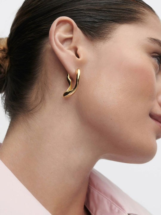 Kritsimis Earrings Hoops made of Silver Gold Plated with Stones