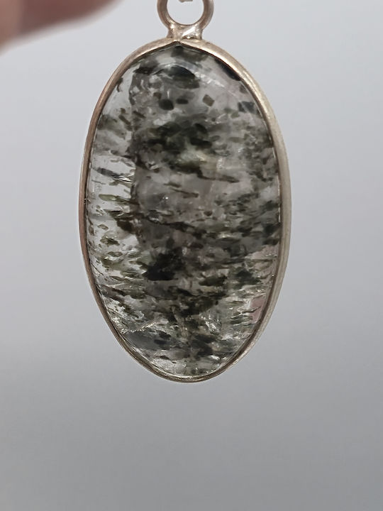 Clear Quartz Necklace with Green Tourmaline Inclusions