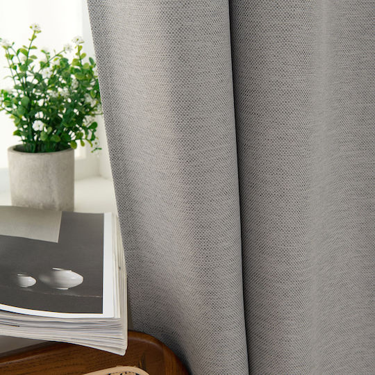 Beauty Home Κουρτίνα Συσκότισης με Τρουκς Γκρι 140x270εκ.