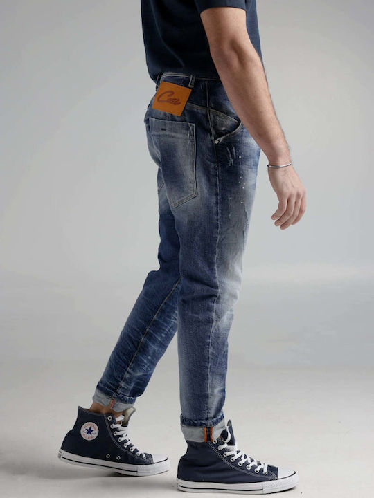 Men's Jeans Pants with Slim Fit Blue Denim