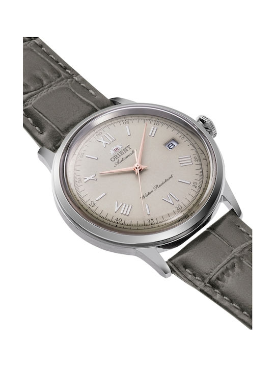 Orient Ανδρικό Ρολόι 40.5mm Αυτόματο με Γκρι Δερμάτινο Λουράκι