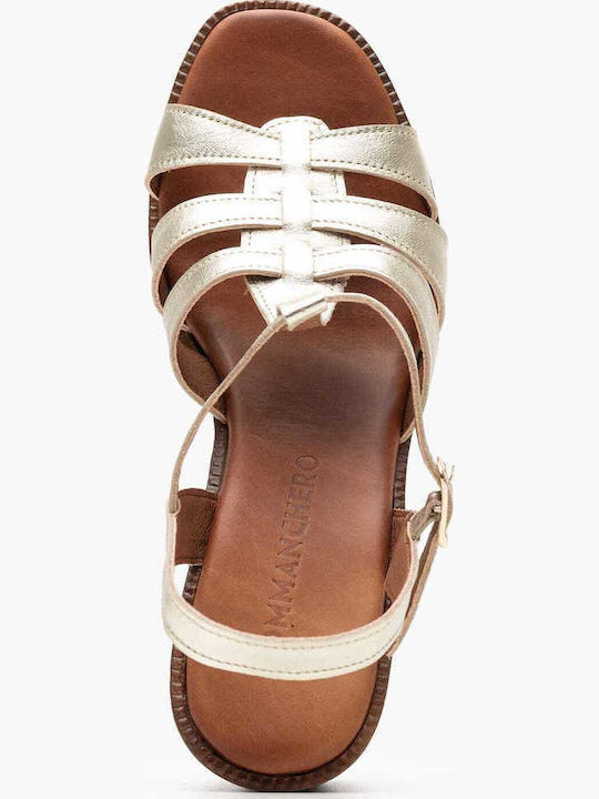 Leder Sandalen Gold