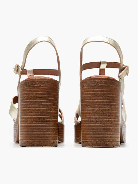Leder Sandalen Gold