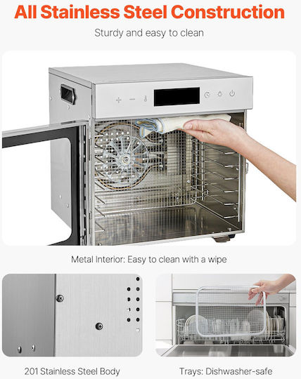 Vevor Food Dehydrator Machine 8 Trays Stainless Steel 400w Jerky Fruit Drying