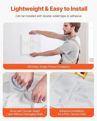 3D Wandpaneele aus PVC mit Kleber Weiß