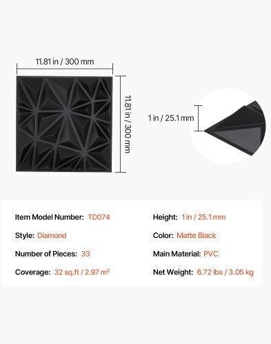 3D Wandpaneele aus PVC mit Kleber Schwarz PVC