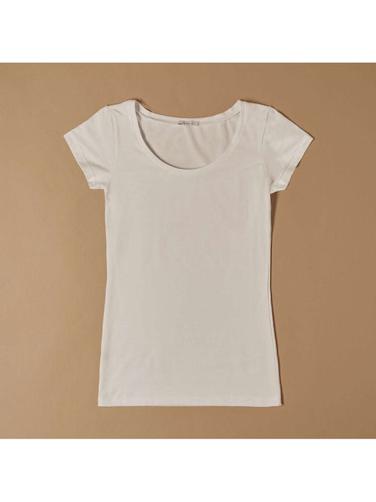 Women's Short Sleeve T-Shirt Elastane White Size XS