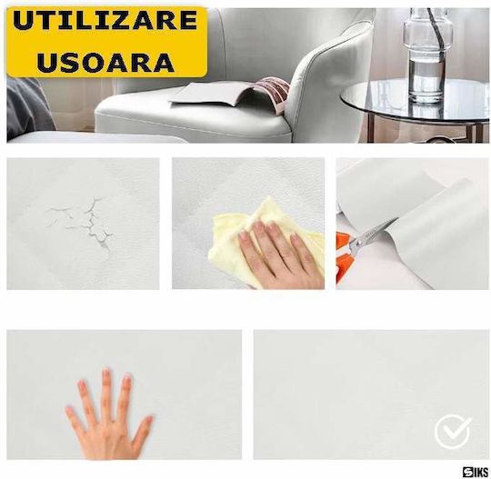 Siks Eco-friendly Leather Sheet Self-adhesive Sofa Armchair Chair Repair Car Interior Size 75 X 250 Cm White