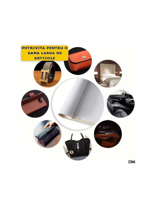 Foaie din piele ecologică Siks autoadezivă pentru reparații canapea fotoliu scaun interior auto dimensiune 75 X 250 cm albă