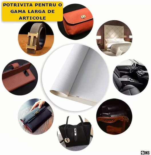 Siks Eco-friendly Leather Sheet Self-adhesive Sofa Armchair Chair Repair Car Interior Size 75 X 250 Cm White