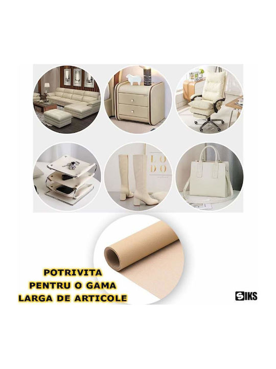 Folie din piele ecologică Siks autoadezivă pentru reparații canapea fotoliu scaun interior auto dimensiune 75 x 250 cm crem