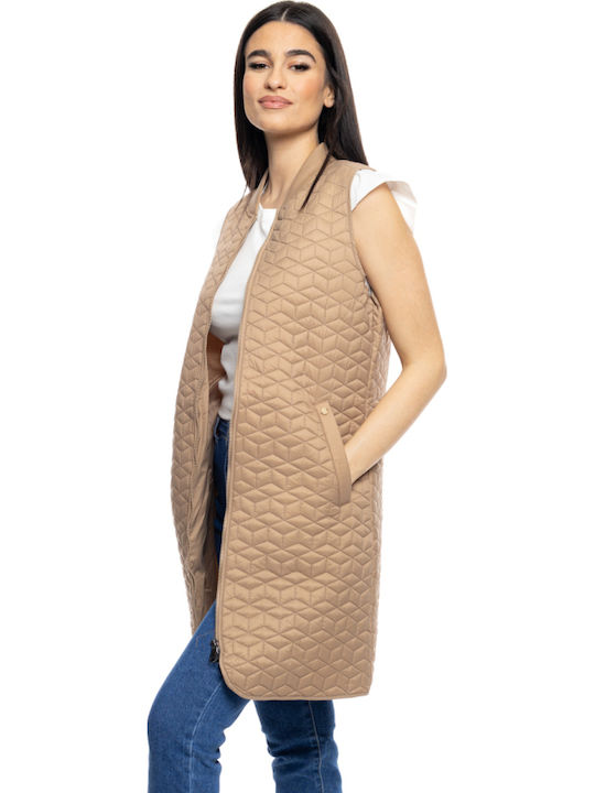 Women's Long Lifestyle Jacket for Spring or Autumn Beige