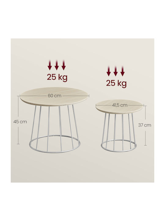 Rundes Beistelltisch Holz Silber 2Stücke M41,5xL41,5xH37cm