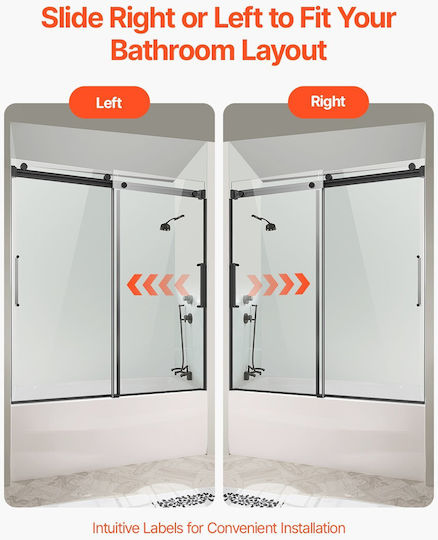 Vevor Feste Seite Badewanne 56-60x145cm Chrom
