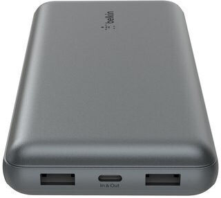 Belkin Boost Charge Power Bank 20000mAh 15W with 2 USB-A Ports and USB-C Port Gray
