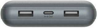 Belkin Boost Charge Power Bank 20000mAh 15W with 2 USB-A Ports and USB-C Port Gray