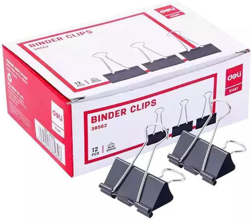 Deli Metallic Clips Double Effortless No2 41mm Black 12pcs