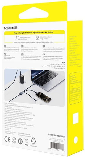 Baseus Flash Series Type C Regular Cablu USB la Type-C cu mai multe porturi 5A Albastru 1.5m (P10377503321-00)