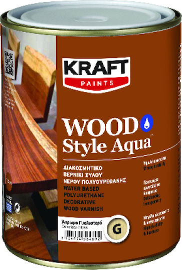 Kraft Wood Style Aqua Βερνίκι Επιφάνειας Πολυουρεθάνης Νερού Άχρωμο Γυαλιστερό 750ml