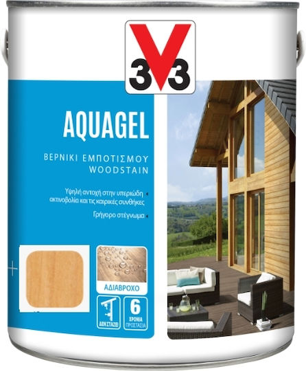 V33 Aquagel Woodstain Βερνίκι Εμποτισμού Νερού Πεύκο Σατινέ 750ml