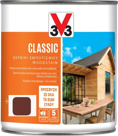V33 Classic Woodstain Lac de impregnare Baza solventă Lemn de trandafir Satin 750ml