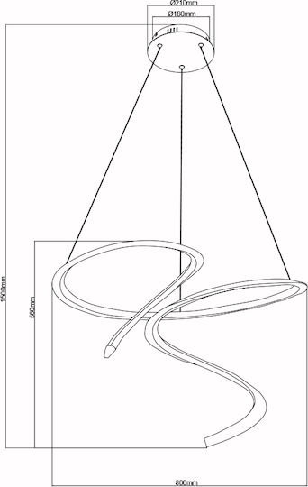 Sun Light Κρεμαστό Φωτιστικό Χρυσό LED 80x150x80εκ.