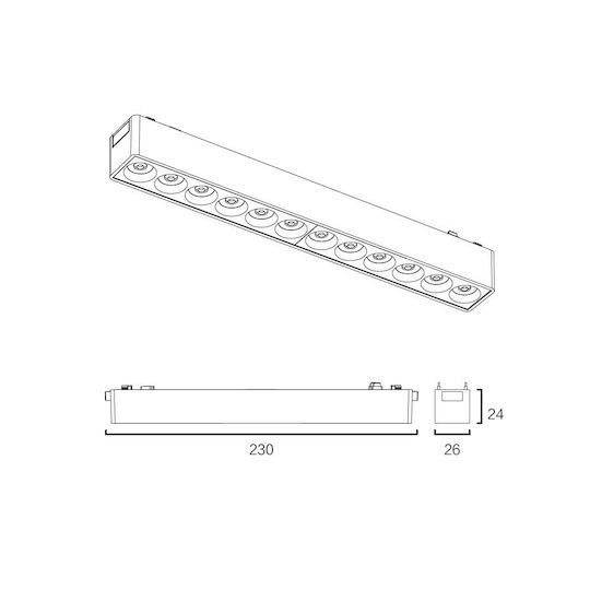 Sun Light LED Γραμμικό Φωτιστικό Οροφής 12W Φυσικό Λευκό IP20 Μ23xY2.4εκ.