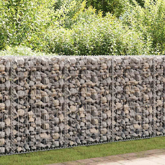 vidaXL Garden Fencing Material with Caps 1pcs Silver