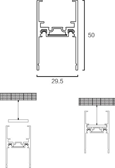 Sun Light Ράγα Στερέωσης για Φωτιστικά από Αλουμίνιο Μαύρη ARION-100PD
