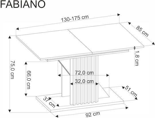 Fabio Dining Room Extendable Natural Table