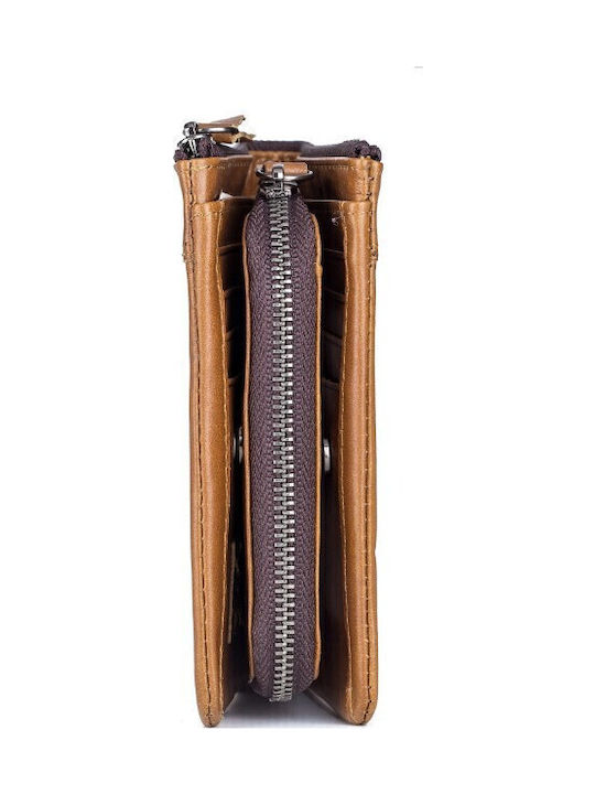 Leather Men's Wallet Classic with RFID Tabac Brown