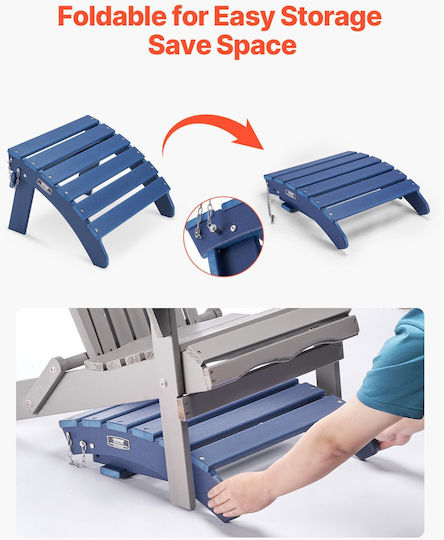 Set Vevor Adirondack Ottoman 2 Suport pentru Picioare 18,7l X 18,9w X 13,8h Inch HDPE Albastru
