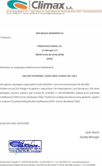 Climax Γυαλιά Εργασίας για Προστασία με Διάφανους Φακούς