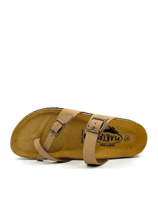 Leather Women's Flat Sandals Anatomic Nobuck Taupe