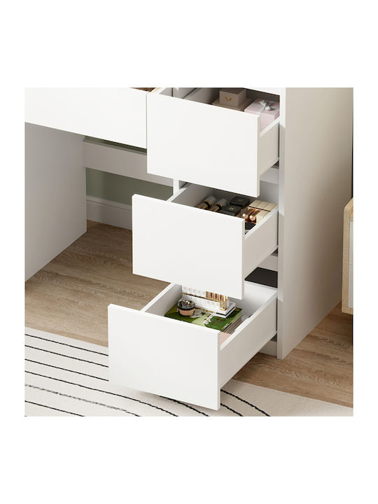 Schminktisch Keitlin Hölzern White mit Spiegel 80x20.35x140cm