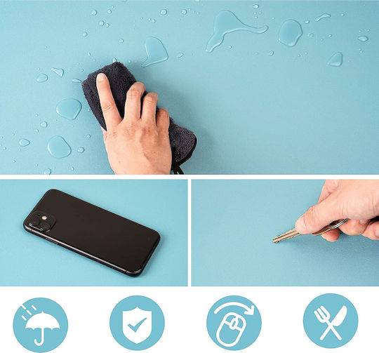 Protone Xxl Mousepad Protecție Birou Realizată din Piele Pu Față-verso Albastru Roz 90x45 Cm