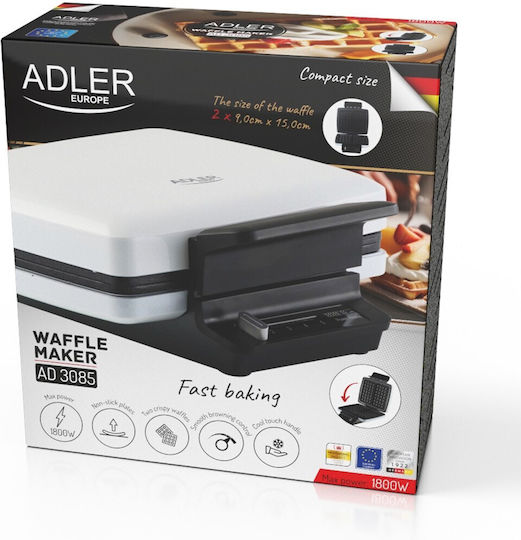 Adler Sandwich Maker for for 2 Sandwiches Sandwiches 1200W White