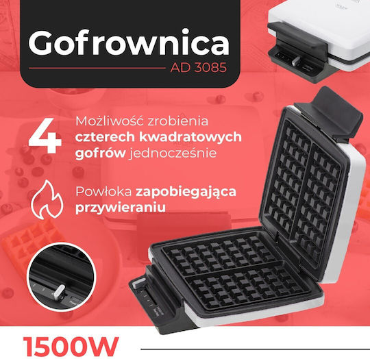 Adler Sandwich Maker for for 2 Sandwiches Sandwiches 1200W White