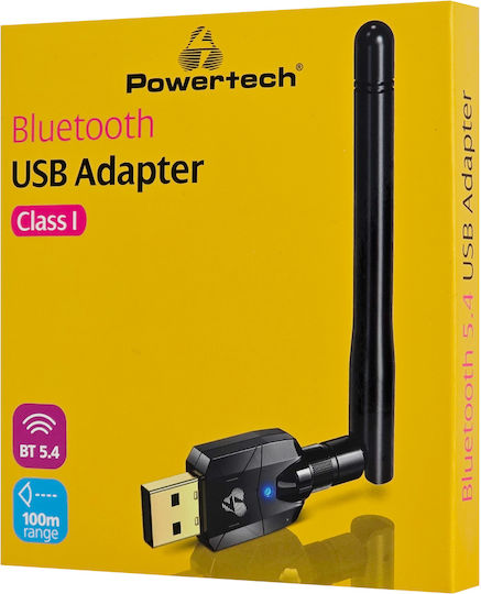 Powertech USB Bluetooth 5.4 Adapter με Εμβέλεια 100m Γκρι (PT-1385)
