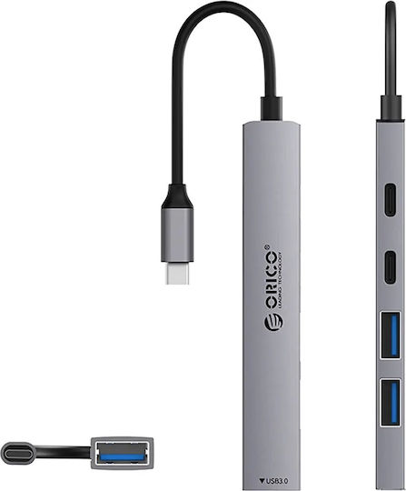 Orico YSB4-U2 USB-Hub mit 5 Anschlüssen USB 3.2 mit USB-C Anschluss Grau