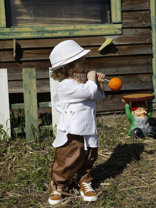 Baptism Suit for Boy Pantelis Tan-White 1748 Bambolino Bmb-1748