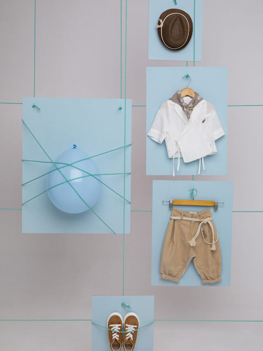 Baptism Suit for Boy Periklis Beige-Honey-Ecru 1750 Bambolino Bmb-1750