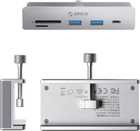 Orico MH5PC USB-Hub mit 3 Anschlüssen USB 2.0 mit Anschluss an einen Computer USB-A / USB-C Silber