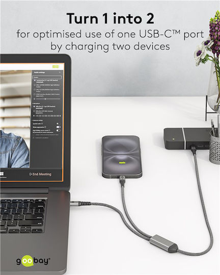Goobay USB-C кабел 2x USB-C 75739 60W 480Mbps 1.5m сив