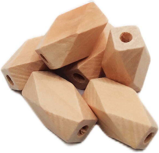 Natürliche Holzperlen polygonaler Tube 20mm 8 Stück 2-04