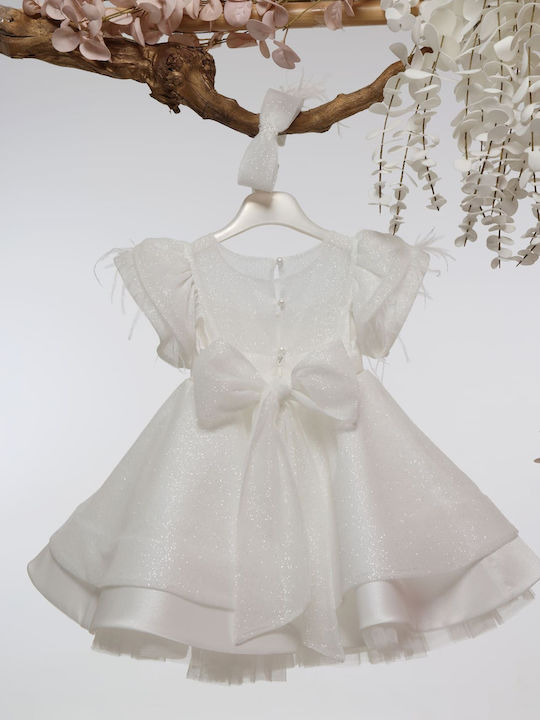 Mi Chiamo Ecru Baptism Dress Made of Tulle K4600F-I