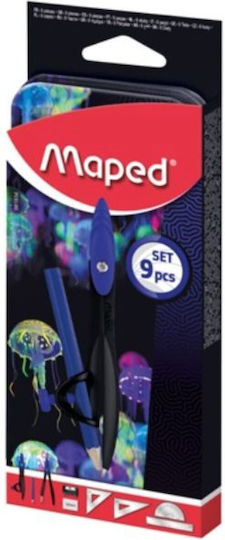 Maped Study Μεταλλικός Διαβήτης με Μύτη, Μολύβι σε Κουτί Γαλάζιο