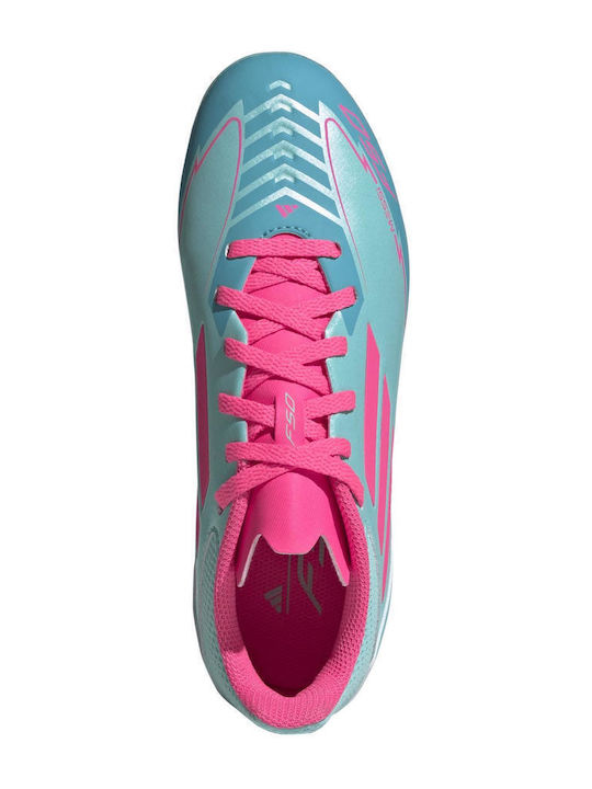 F50 Messi League FG/MG Kids Soccer Cleats & Shoes Molded Flash Aqua Lucid Pink Lucid Cyan