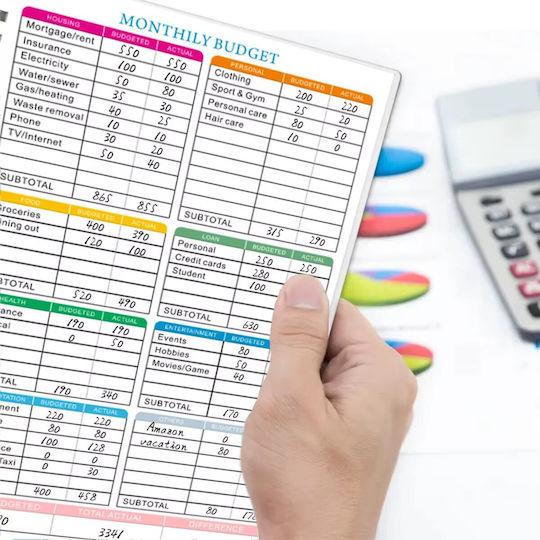 Undated Budget Planner Spiral-bound Plastic Cover Bullet Journal Style Monthly Organization In English A5 Black